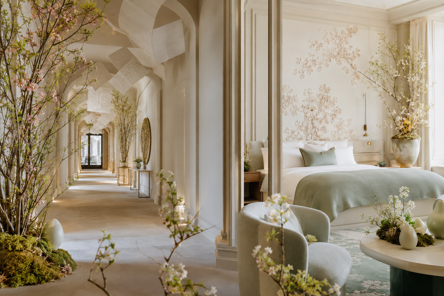Hôtel décoré avec un concept printanier élégant et immersif